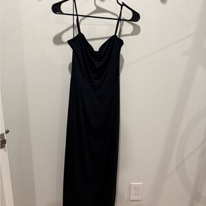 Wilfred Black Cowl-Neck Slip Maxi Dress
